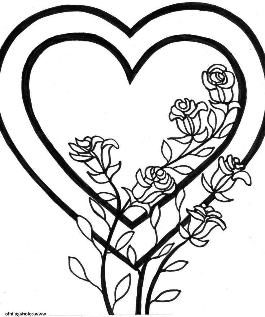 Coloriage Rose Et Coeur Luxe Photographie Coloriage Coeur Avec Des