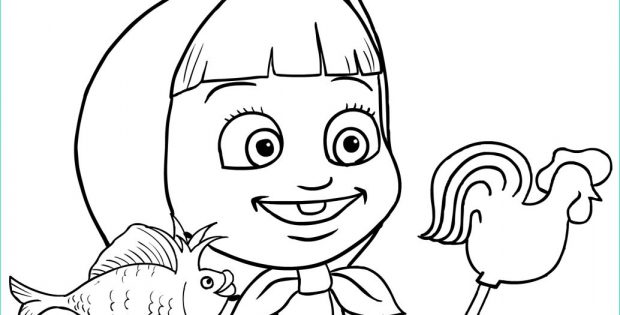 Coloriage Masha Beau Stock Coloriage De Masha Et Le Poisson D Or