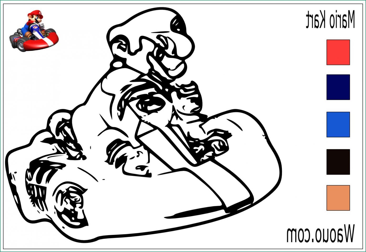 Mario A Colorier Cool Galerie Coloriage Mario Kart Sur Son Bolide En