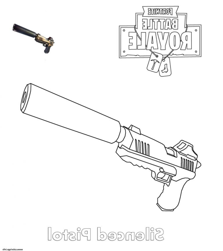 Arme fortnite Dessin Inspirant Collection Coloriage Silenced Pistol