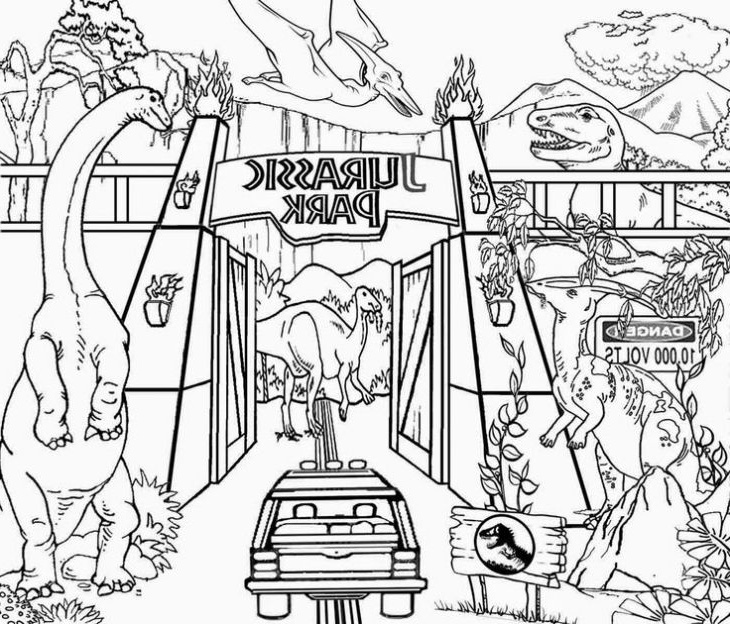 Coloriage Lego Jurassic World Unique Galerie the Entrance Jurassic Park In the Movie Coloring Page