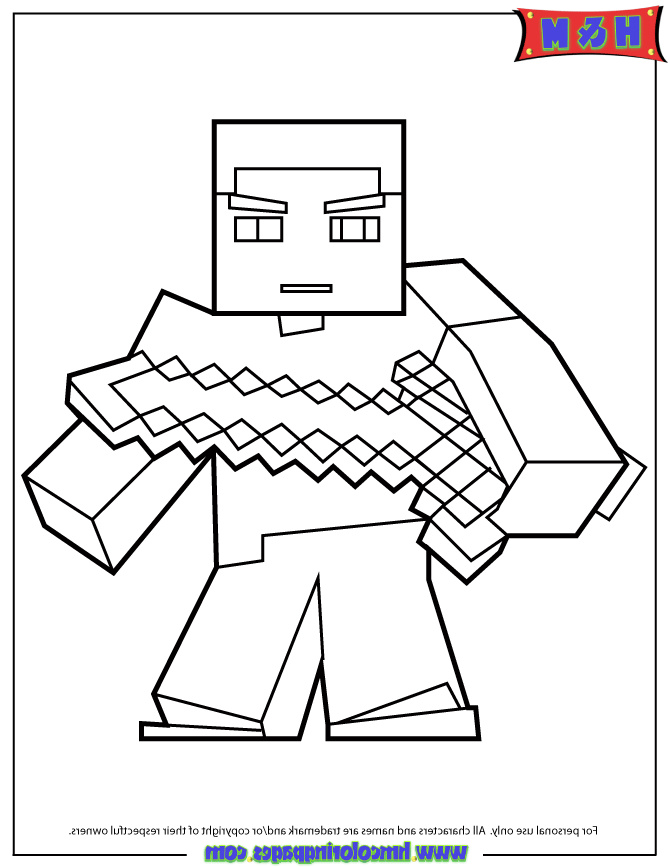 Coloriage Minecraft Cool Photos Herobrine with Sword Coloring Page