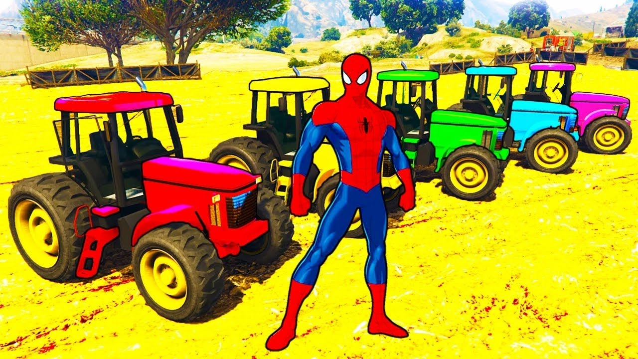 Spiderman Dessin Couleur Inspirant Stock Apprendre La Couleur Avec Des Tracteurs Dessin Animé De