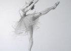 Ballerine Dessin Élégant Photos original Pencil Drawing 12 X 8 On White Paper Of Ballerina