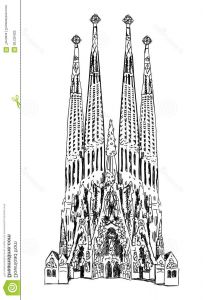 Barcelone Dessin Inspirant Photos Etichetta Sagrada Familia Di Barcellona isolato Su Fondo