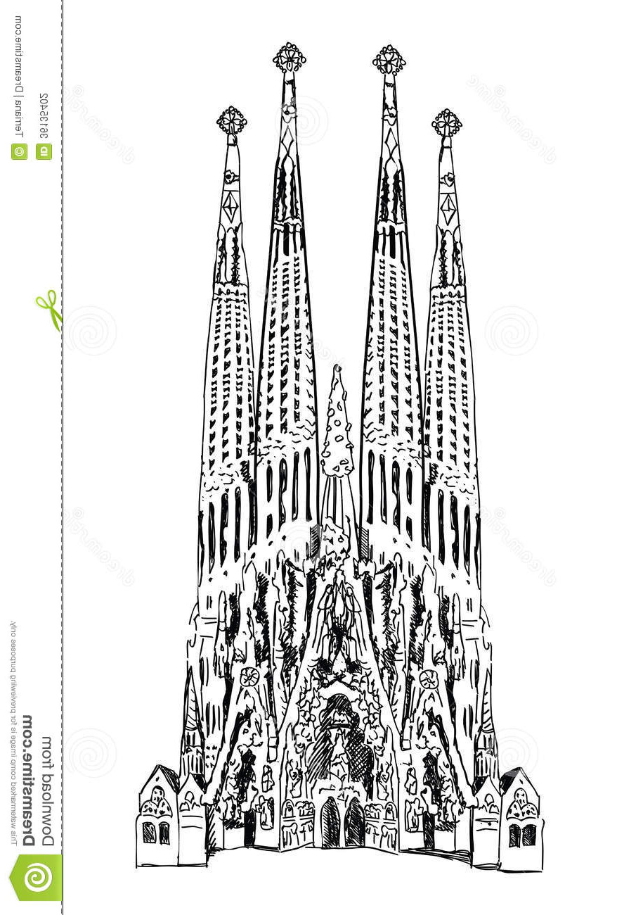 Barcelone Dessin Inspirant Photos Etichetta Sagrada Familia Di Barcellona isolato Su Fondo