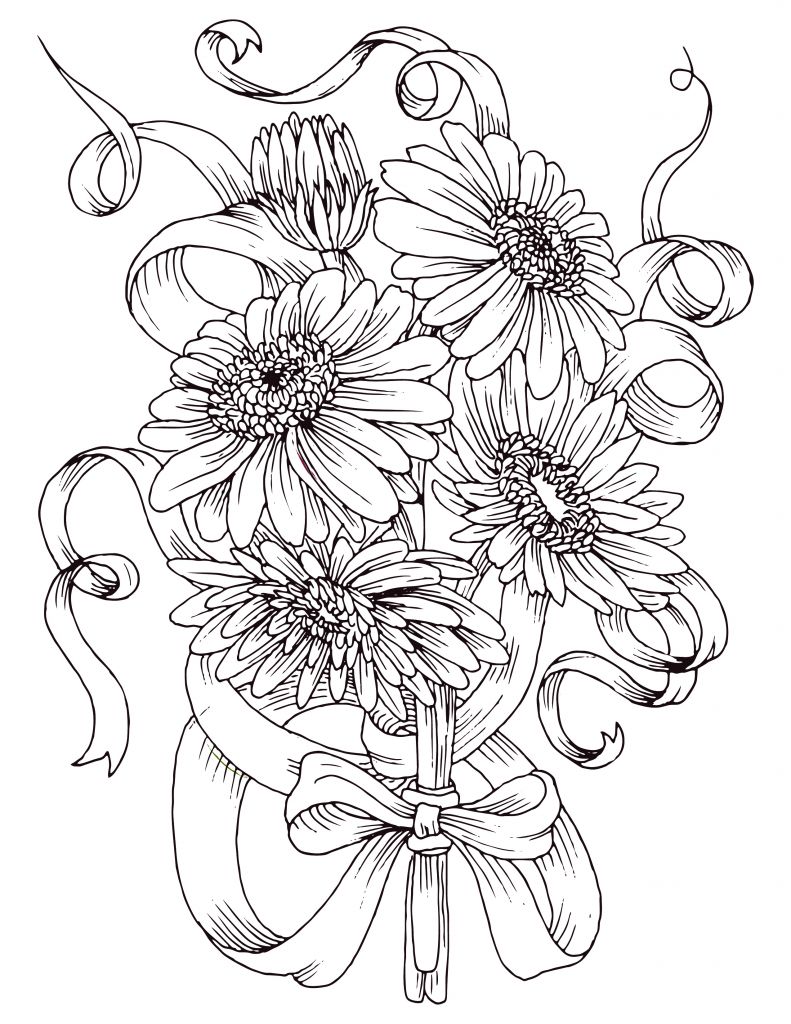 Bouquet Fleurs Dessin Beau Images Coloriage Gratuit Bouquet De Fleurs