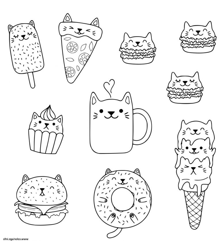 Chat Dessin Kawaii Bestof Photos Coloriage Kawaii Chats Macarons Pizza