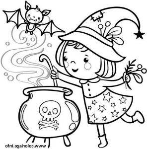 Coloriage Chat Halloween Impressionnant Images Coloriage Halloween Fille Petite sorciere Dessin