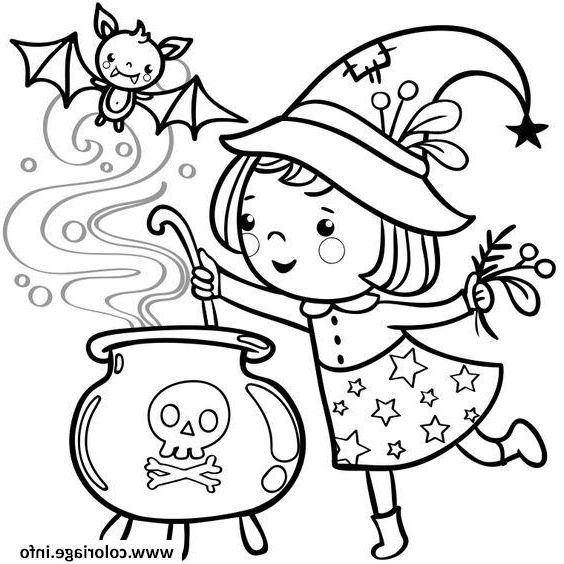 Coloriage Chat Halloween Impressionnant Images Coloriage Halloween Fille Petite sorciere Dessin