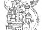 Coloriage Château Élégant Image Château Et Dragon Coloriage Livre Vecteur — Image