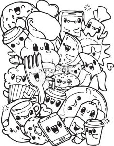 Coloriage Cute Bestof Collection Dining Doodles Breakfast Lunch Dinner Food Coloring Pages