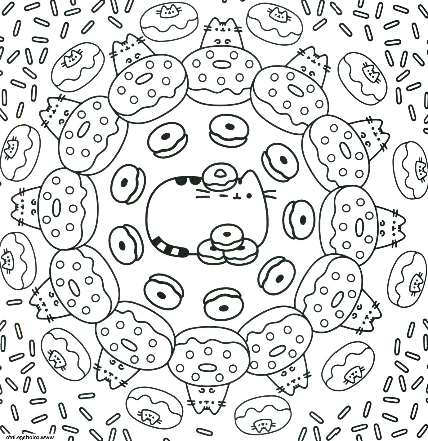 Coloriage De Donuts Beau Collection Coloriage Pusheen the Cat Donuts Pattern Jecolorie
