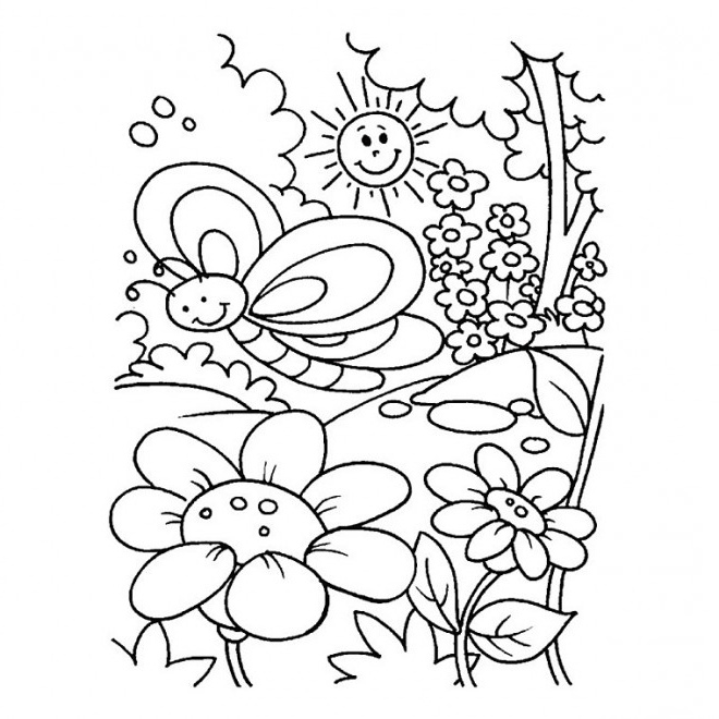 Coloriage Fleur Maternelle Beau Photos Coloriage Jardin Fleurs sous Le soleil Dessin Gratuit à