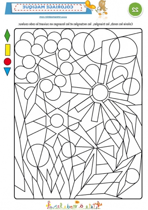 Coloriage formes Géométriques Cool Photos Coloriage Magique 22 à 4 formes Géométriques Tête à Modeler