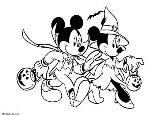 Coloriage Gratuit Disney Élégant Images Coloriage Disney Halloween Minnie La sorciere Avec Mickey