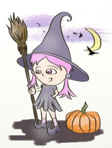 Coloriage Halloween sorciere Gentille Beau Stock Dessin En Couleurs à Imprimer Evènements Halloween
