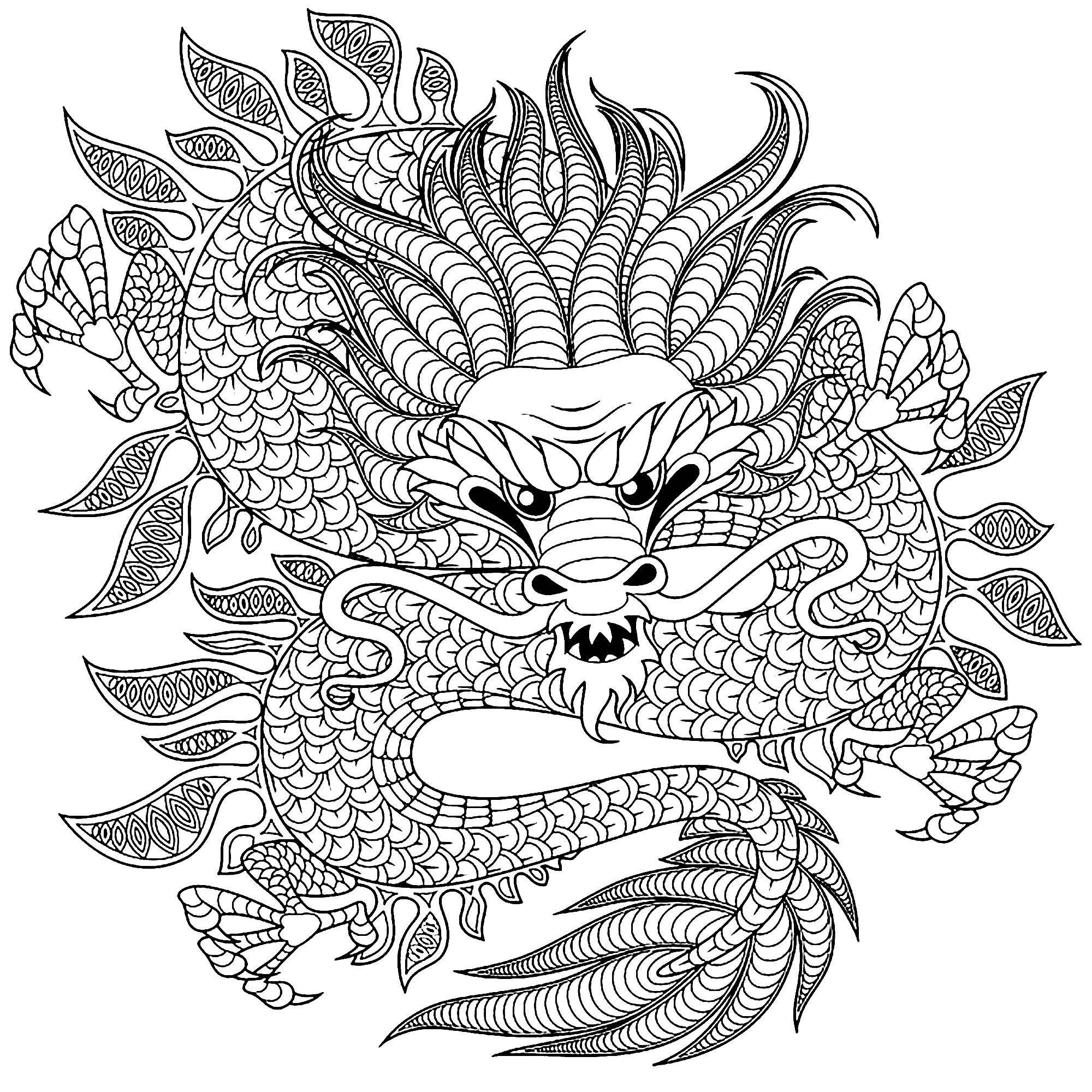 Coloriage Mandala Dragon Beau Photos Dragon Circulaire Dragons Coloriages Difficiles Pour