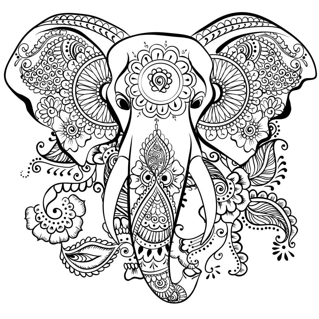 elephant mandala outline