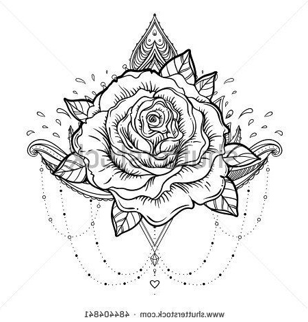 Coloriage Mandala Rose Cool Galerie Blackwork Tattoo Flash Rose Flower Highly Detailed