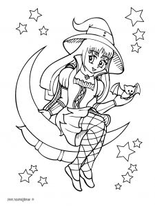 Coloriage Manga Beau Photographie La Petite sorcière De La Lune Coloriage Mangas Gratuit