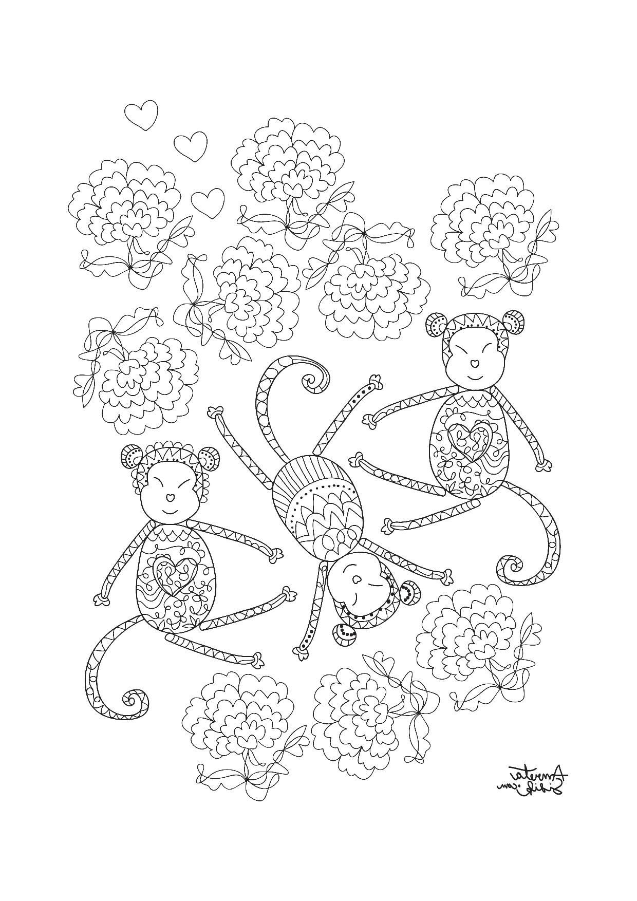 Coloriage Pour Adulte Animaux Cool Photographie Coloring Adult Year Of the Monkey 2 From the Gallery