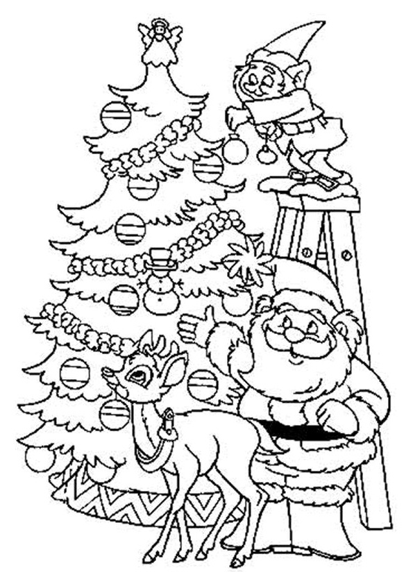 Coloriage Sapin De Noel Avec Des Cadeaux Beau Stock Coloriage Père Noël Décore Le Sapin