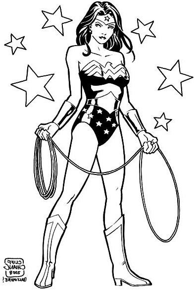 Coloriage Super Girl Luxe Photos Wonder Woman with Her Lasso and some Stars