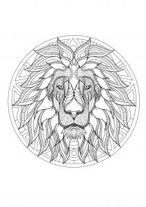 Coloriage Tete De Lion Élégant Stock Mandala Tete Lion 3 Mandalas Coloriages Difficiles