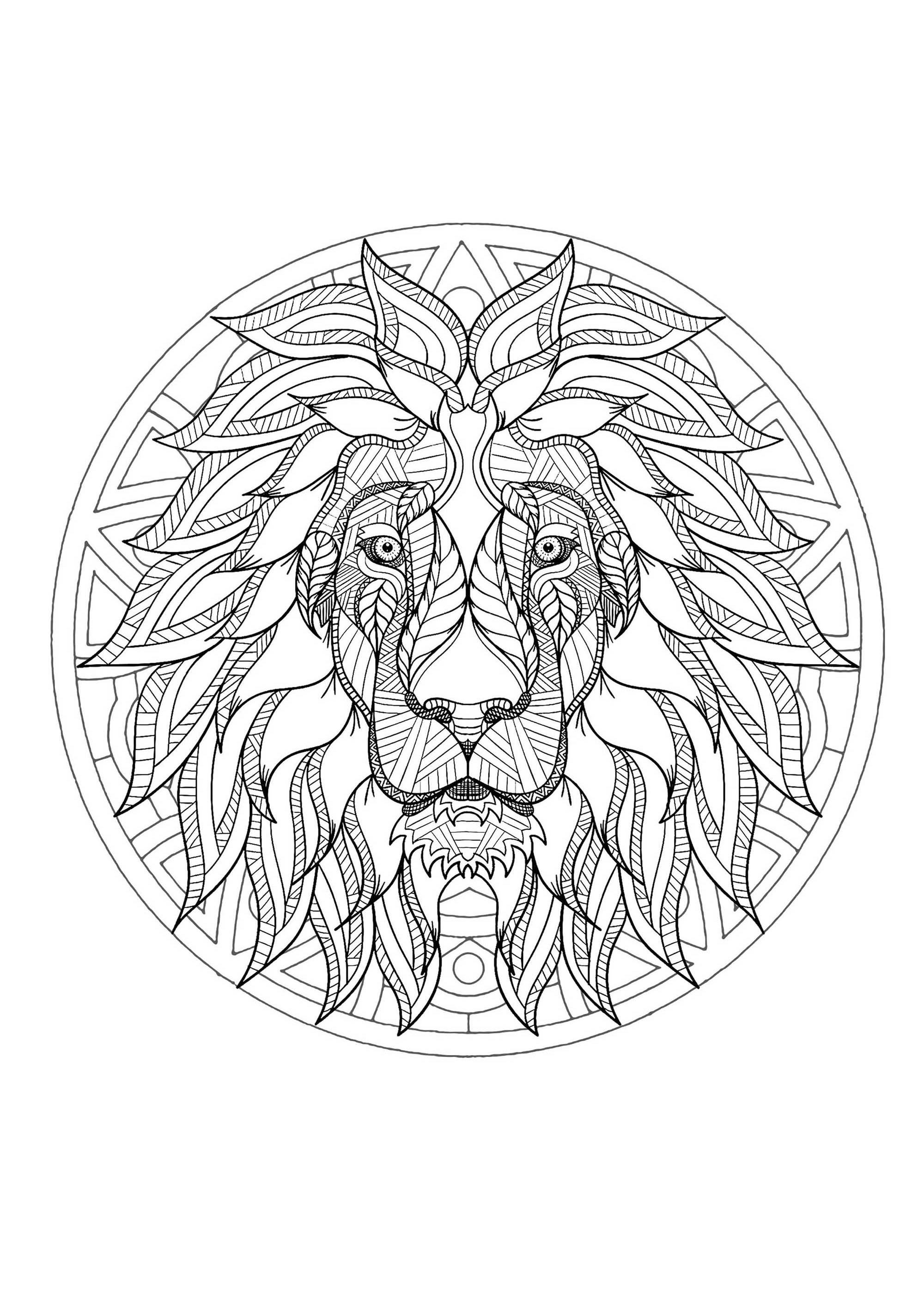 Coloriage Tete De Lion Élégant Stock Mandala Tete Lion 3 Mandalas Coloriages Difficiles
