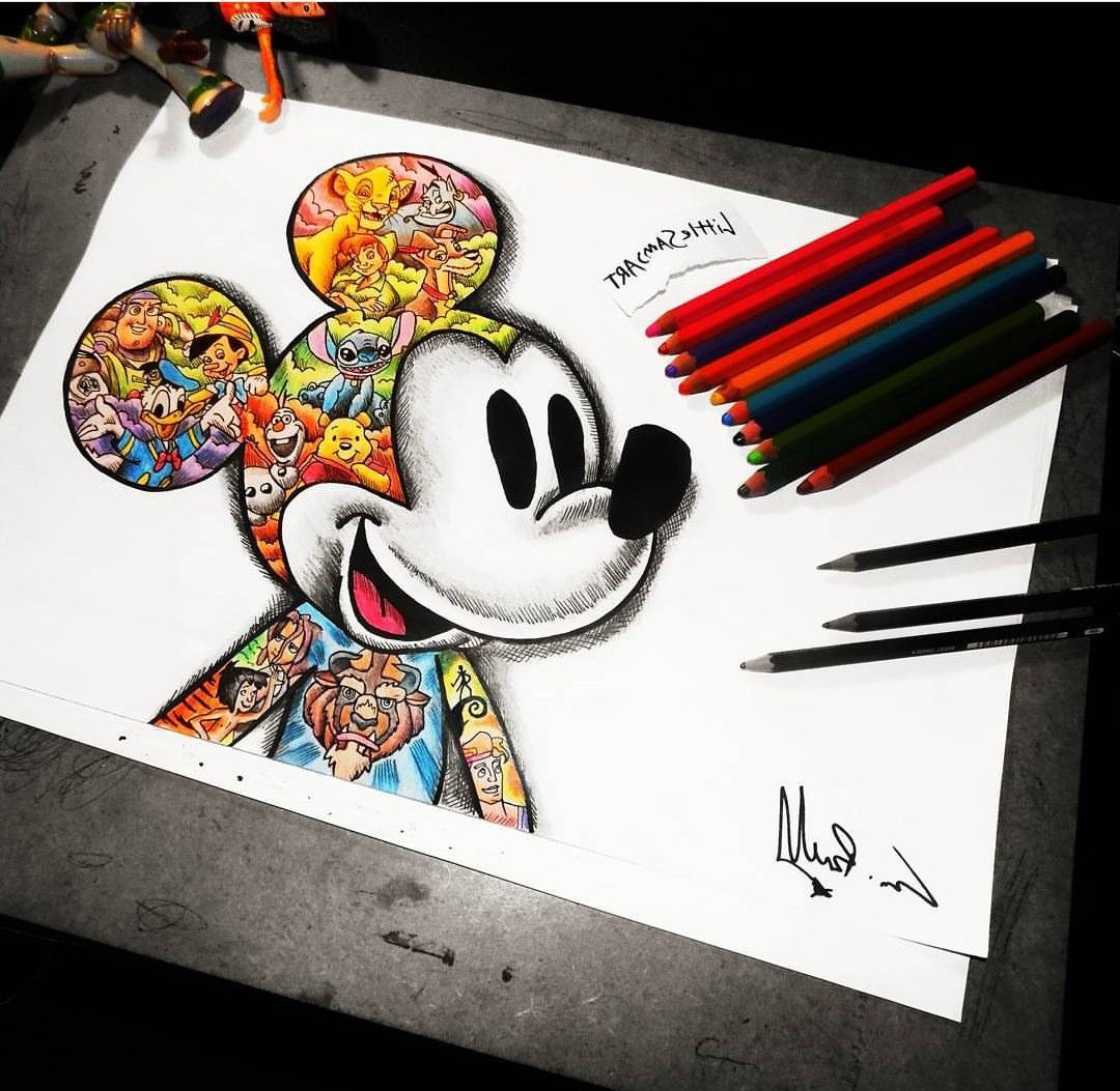 Coloriage Trop Stylé Luxe Collection Mandala Mickey Coloré Style Mickey De L époque