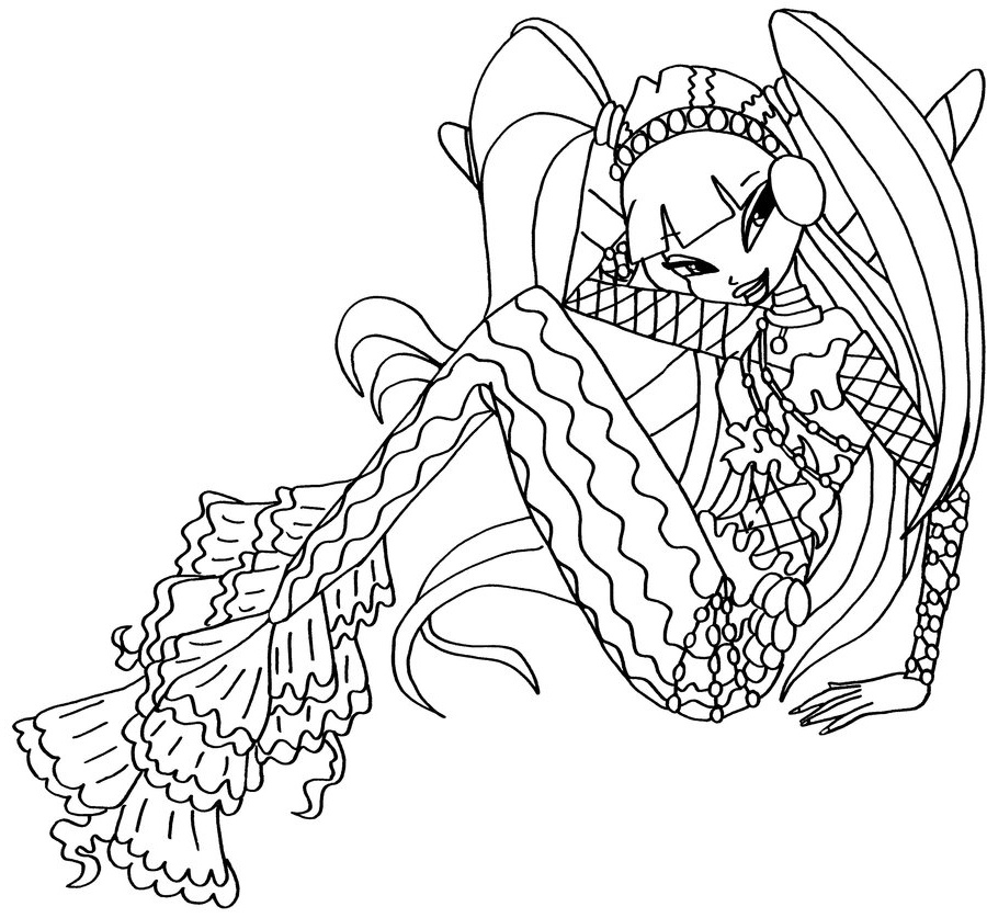 Coloriage Winx Luxe Photos Musa Mermaid 3 Bw by Elfkena On Deviantart