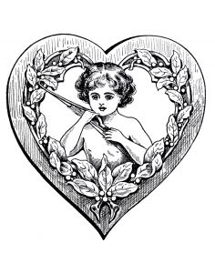 Cupidon Dessin Élégant Photos Vintage Petit Cupidon Dans Coeur Vintage Coloriages