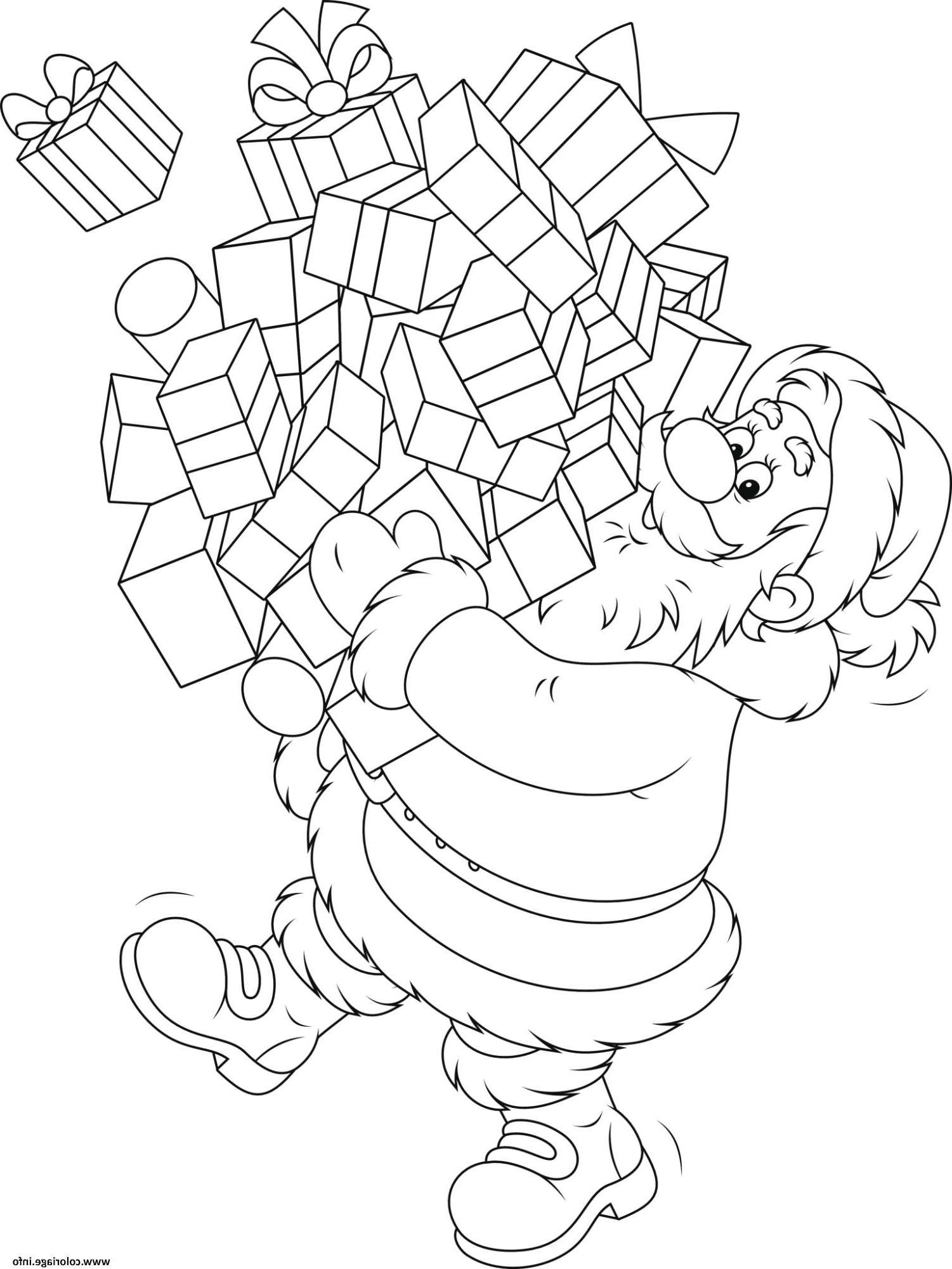 Dessin A Imprimer Noel Luxe Image Coloriage Pere Noel Avec Pleins De Cadeaux De Noel