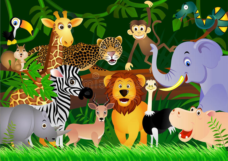 Dessin Animal Mignon Bestof Photographie Dessin Animé Animal Mignon Dans La Jungle Illustration De