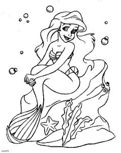 Dessin Ariel à Imprimer Luxe Image Coloriage Princesse Ariel Sur Un Rocher Dans La Mer