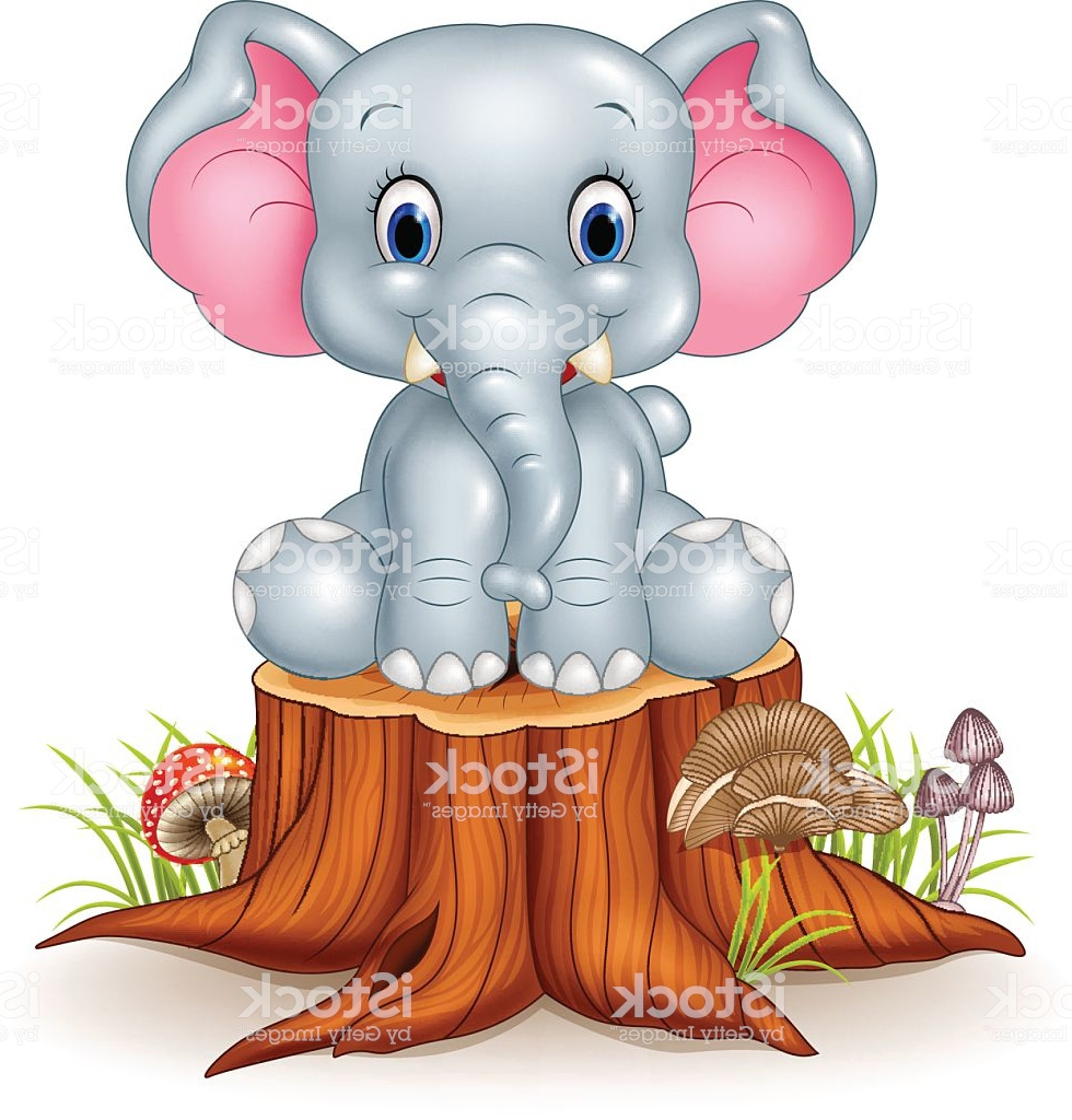 Dessin Bebe Elephant Nouveau Photos Dessin De Joli Bébé Éléphant Sur souche Darbre Vecteurs