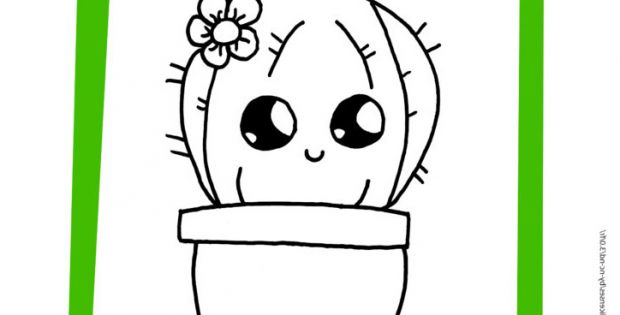 Dessin Cactus Kawaii Beau Stock Coloriage Kawaii Cactus  Coloriage