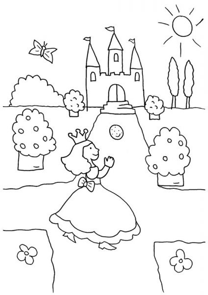 Dessin Chateau Princesse Impressionnant Stock Coloriage à Imprimer La Princesse Et son Château