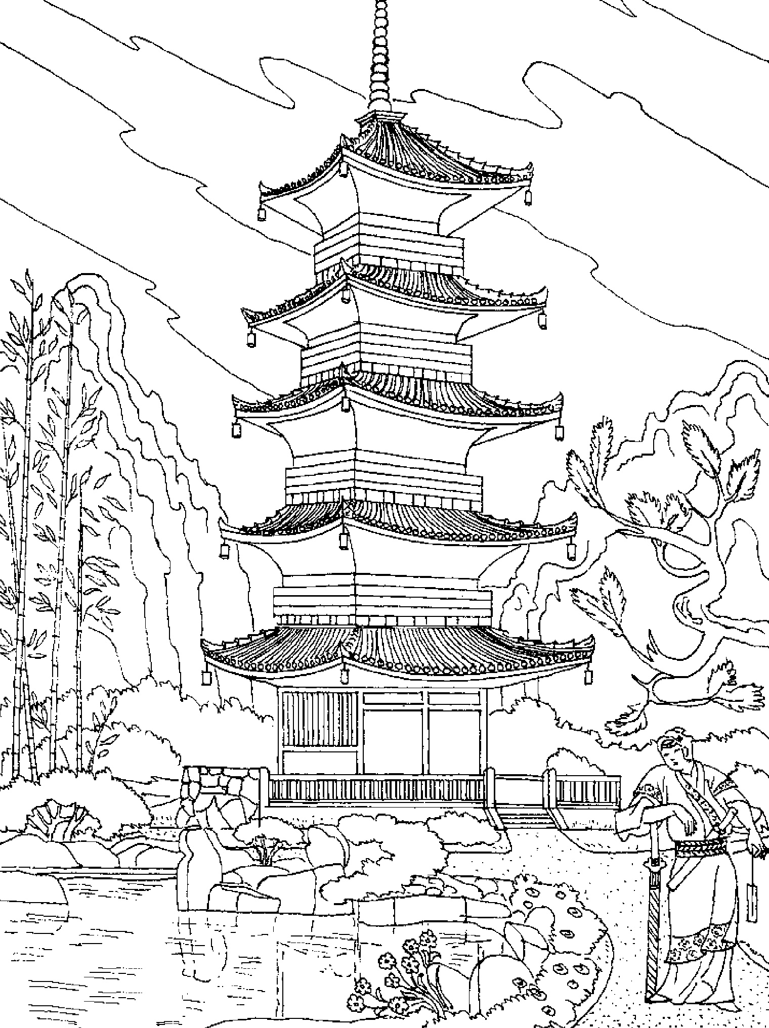Dessin Chine Luxe Photos Adullte Temple Chinois Chine asie Coloriages