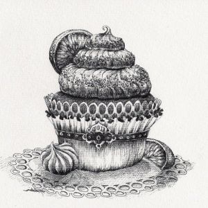Dessin Cupcake Vintage Impressionnant Photographie Cupcake Drawing original Pen and Ink Artwork by