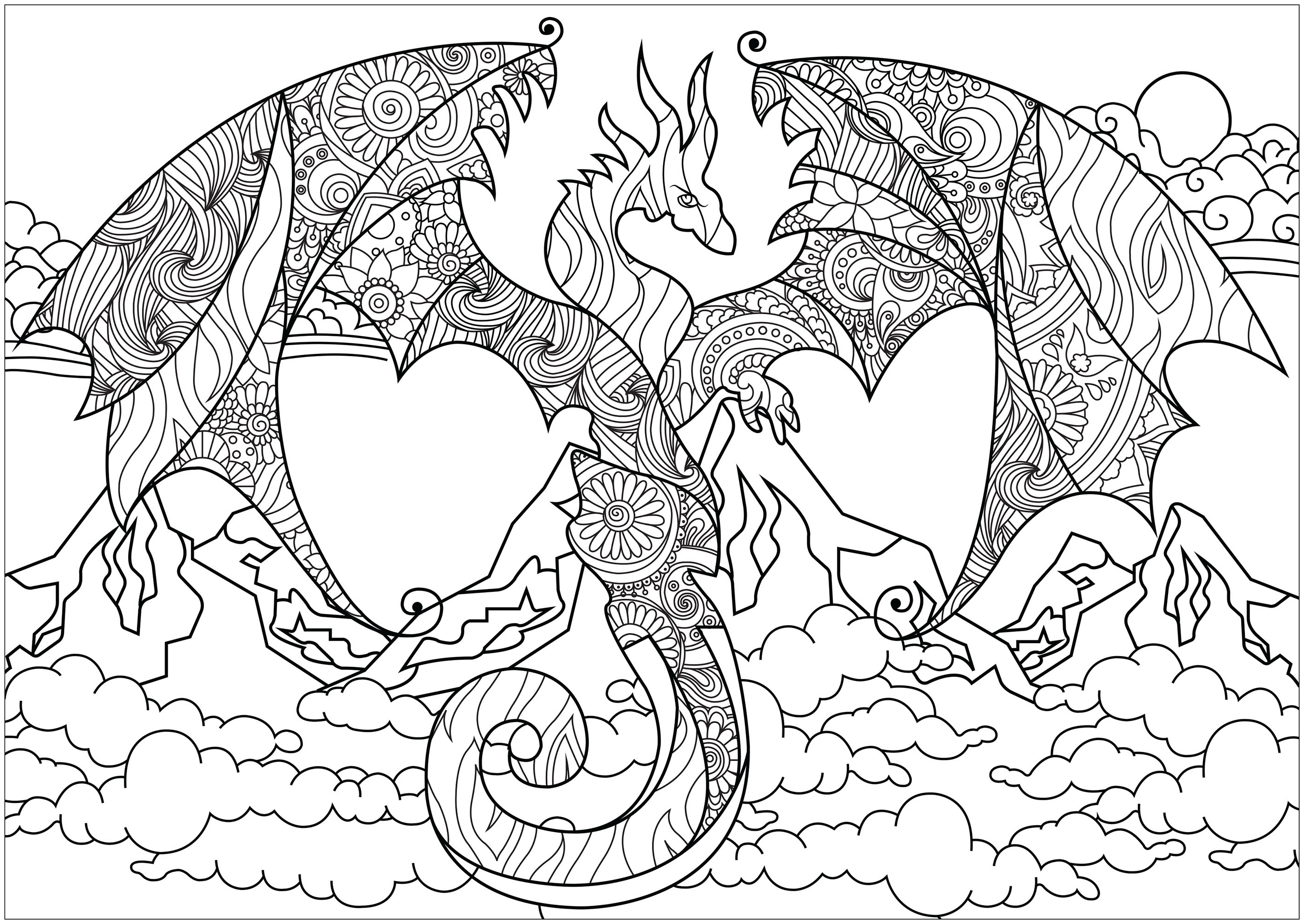 Dessin De Dragons Luxe Collection Dragon Des Montagnes Dragons Coloriages Difficiles