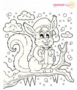 Dessin De Noel à Imprimer Luxe Photos L écureuil Et son Cadeau De Noël En Coloriage à Imprimer