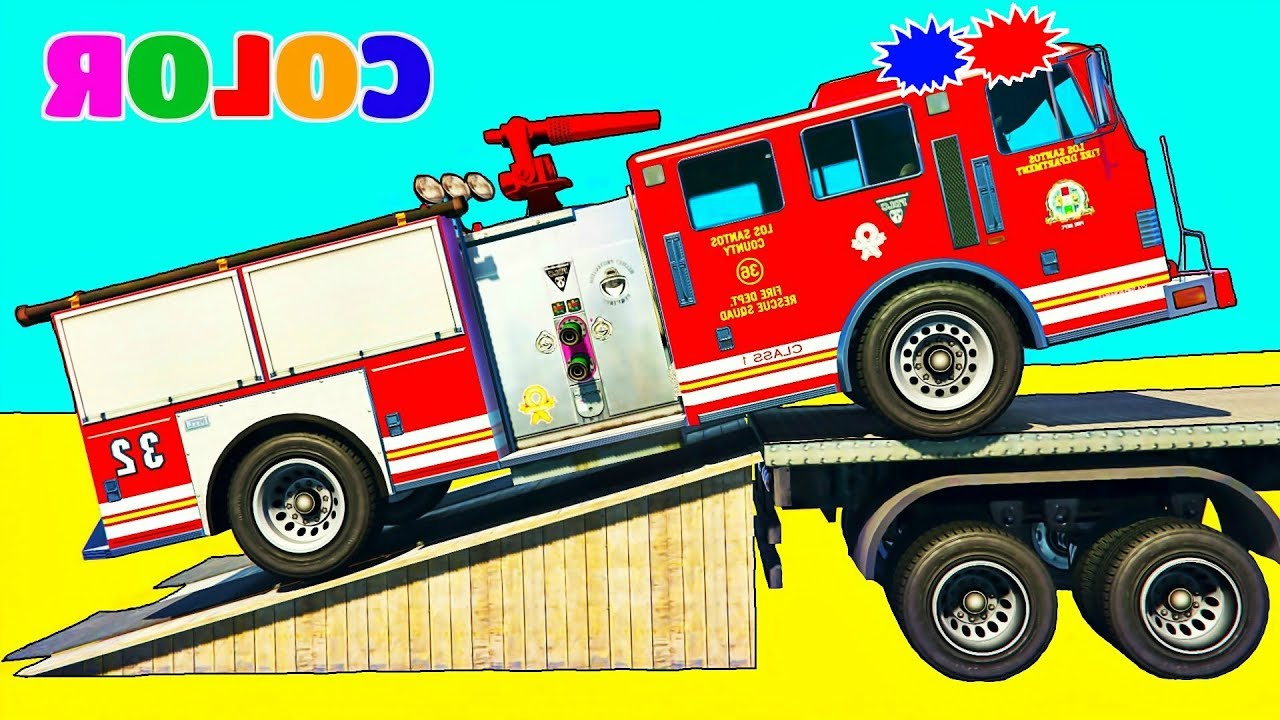 Dessin De Pompier Nouveau Collection Camion De Pompier Et Voiture De Police Dessin Animé Avec