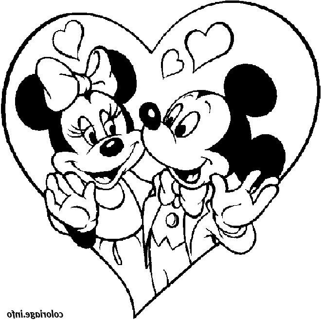 Dessin De St Valentin Bestof Collection Coloriage St Valentin Mickey Et Minnie Dans Un Coeur Dessin