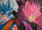 Dessin Dragon Ball Super Goku Beau Collection Peintures Black Goku Zamasu En Super Saiyan Rosé & Goku