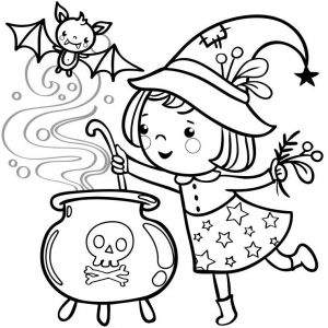 Dessin Halloween sorciere Cool Photos Coloriage De Petite sorcière Et Chaudron