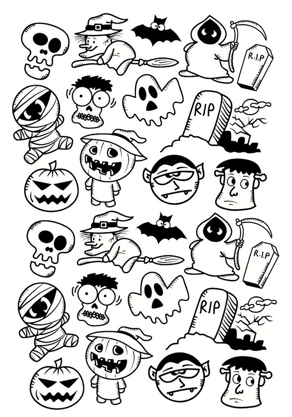 Dessin Hallowen Inspirant Photos Halloween Doodle Characters Halloween Adult Coloring Pages