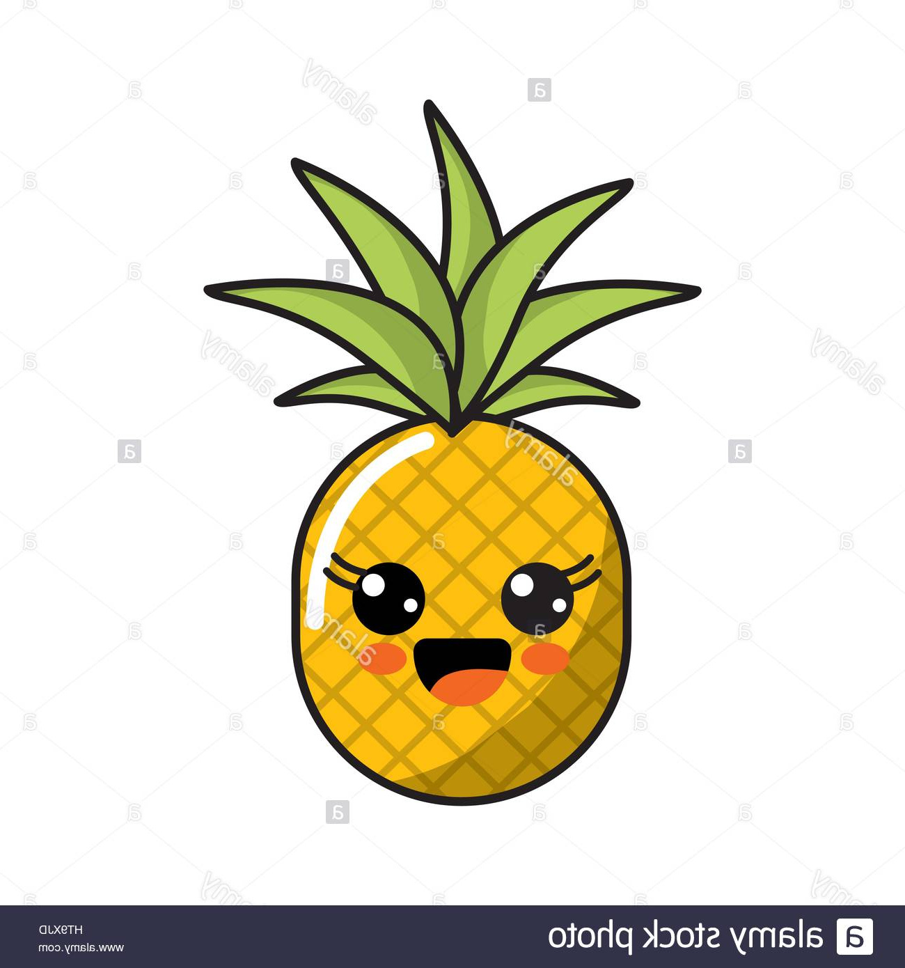 Dessin Kawaii Ananas Cool Stock Color Kawaii Happy Pineapple Icon Stock Vector Art