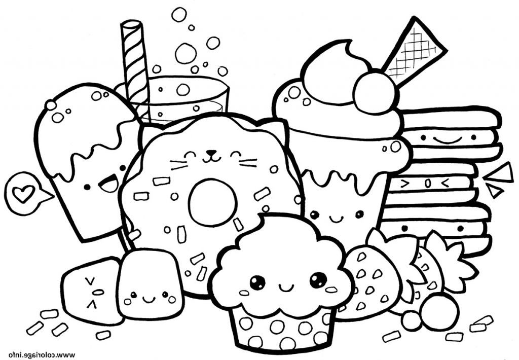 Dessin Kawaii Sans Couleur Impressionnant Galerie Coloriage Kawaii Food